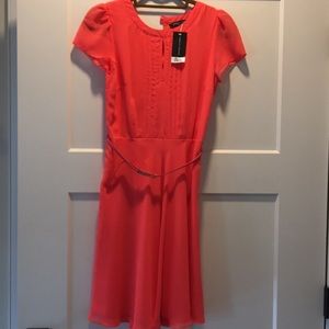 Coral dress with belt